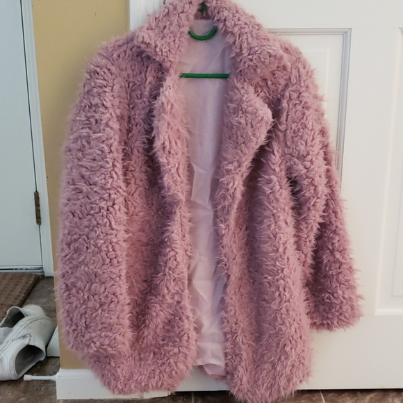 light pink fuzzy jacket